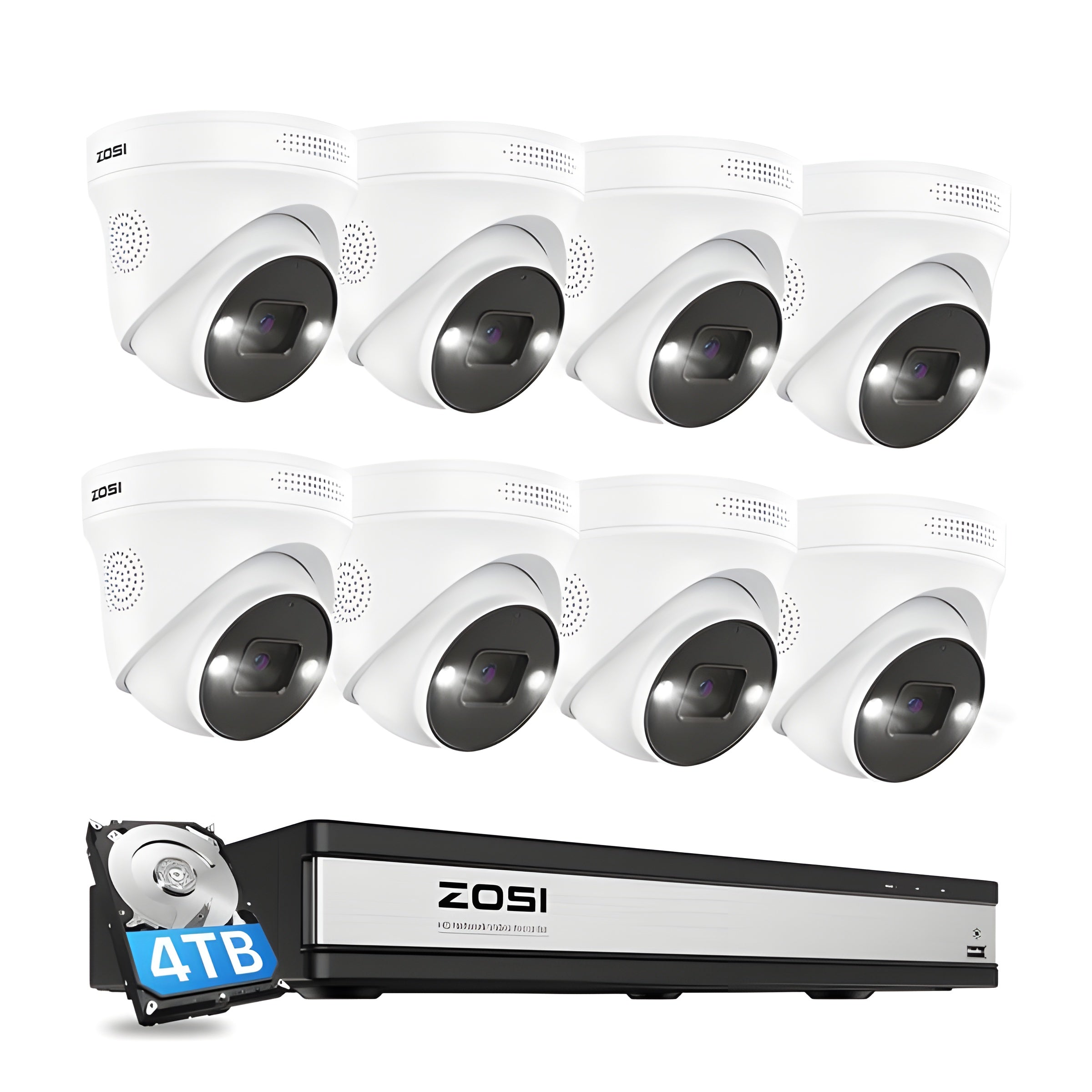 Zosi C225 4K 16 Channel 8-Cam PoE NVR System + 4TB Hard Drive - C225 4K 16