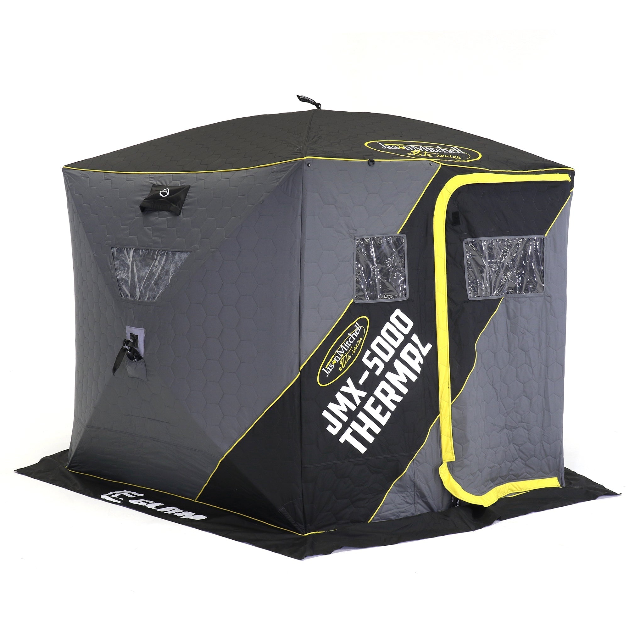 CLAM Jason Mitchell X5000 Portable 9 Ft 6 Person Ice Fishing Thermal Hub Shelter - 320780