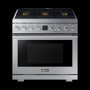 DACOR Transitional 36" Dual-Fuel Range, Silver Stainless Steel, Natural Gas/Liquid Propane - DOP36T86DLS-KT -