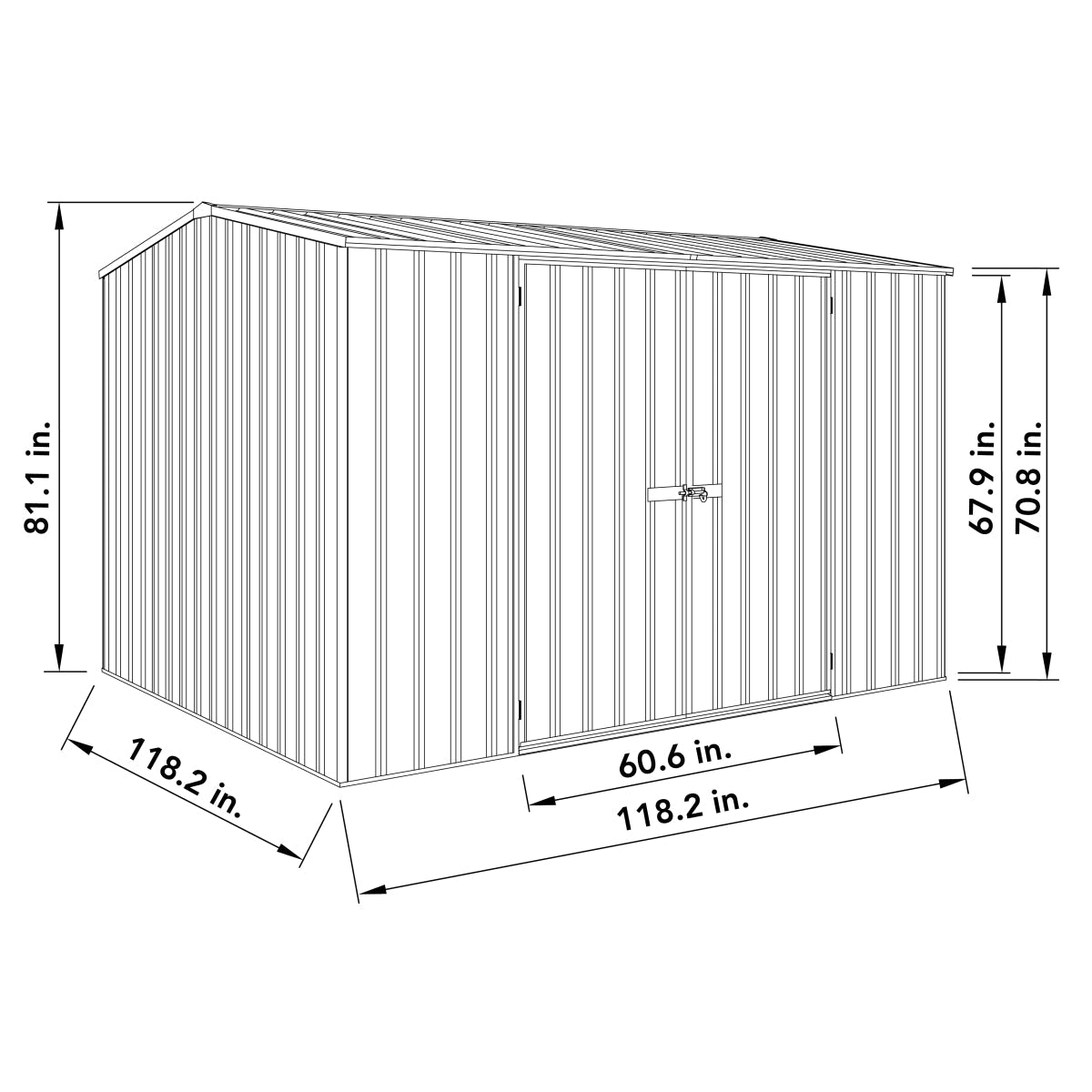 Absco 10x10x7 ft Premier Metal Storage Shed - AB1002