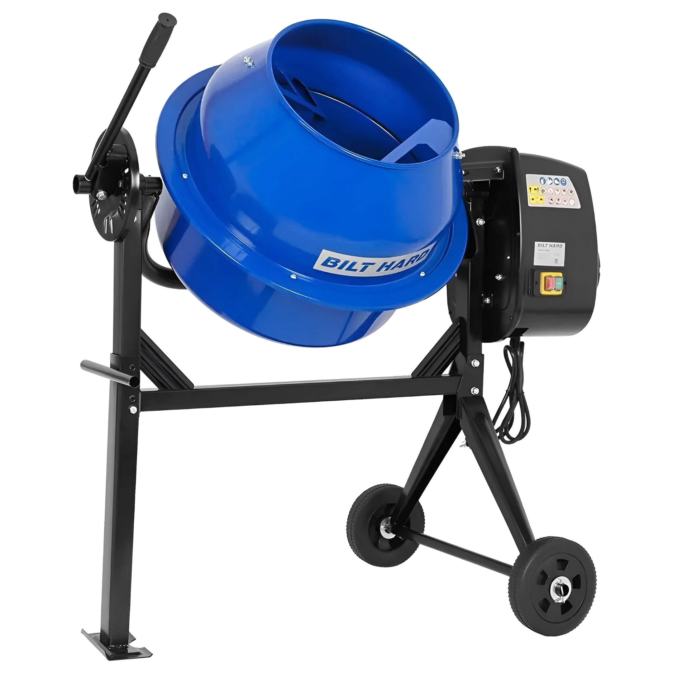 BILT HARD Electric Cement Mixer, 4 Cubic Ft. Portable Concrete Mixer Machine, Wheelbarrow Cement Mixing Tools for Stucco - TCA-0051