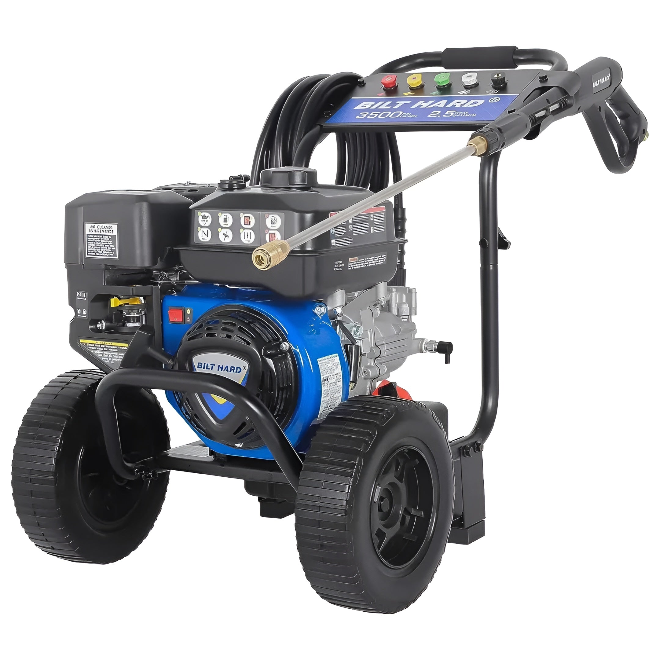 BILT HARD Gas Pressure Washer, 2.5 GPM 3500 PSI, 224cc Engine 5 QC Nozzle Tips Axial Pump Pressure Washers Gas Powered Green,Orange,White - THA-0352