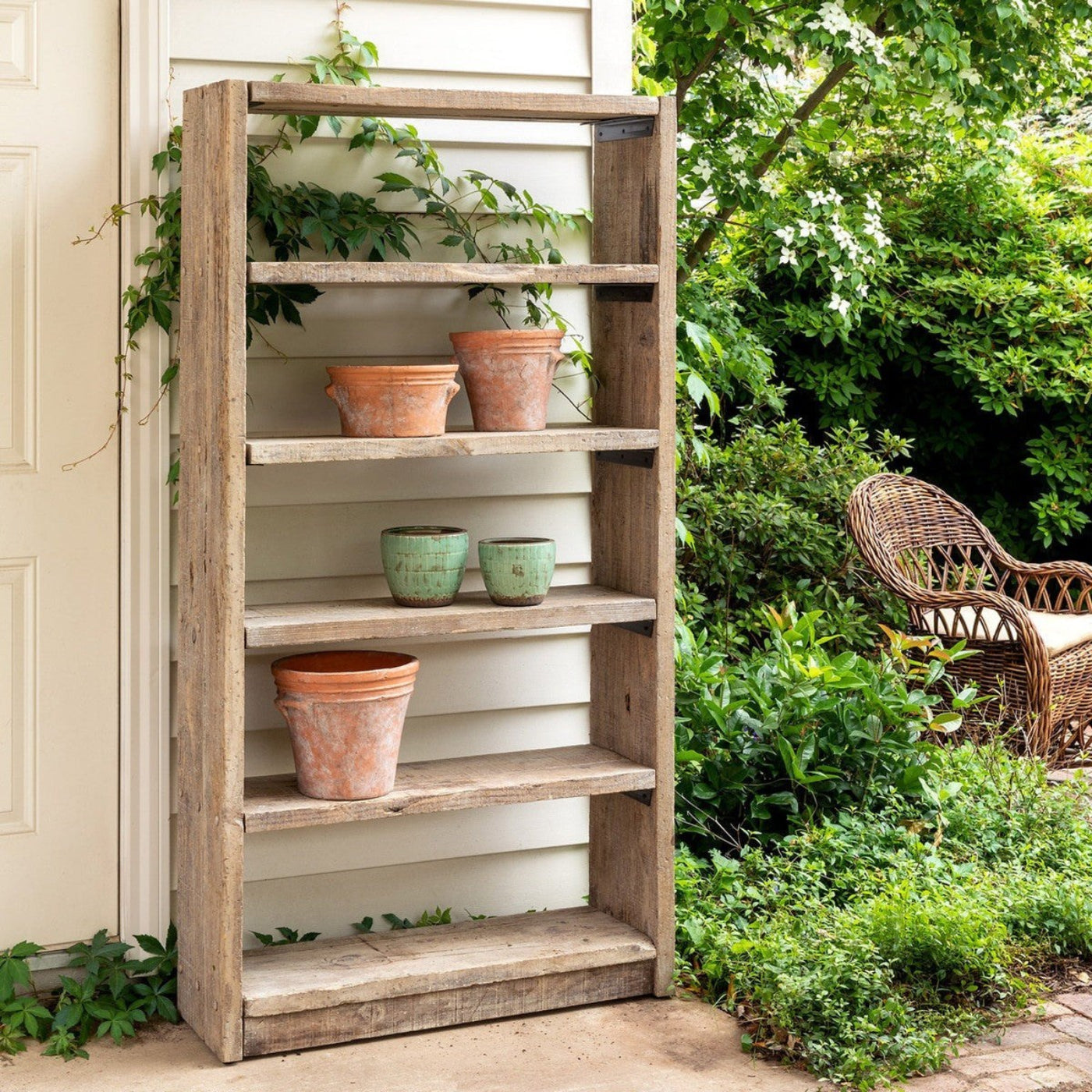 Park Hill Collection Garden Floral Potters Reclaimed Wood Shelf -  EDC00288