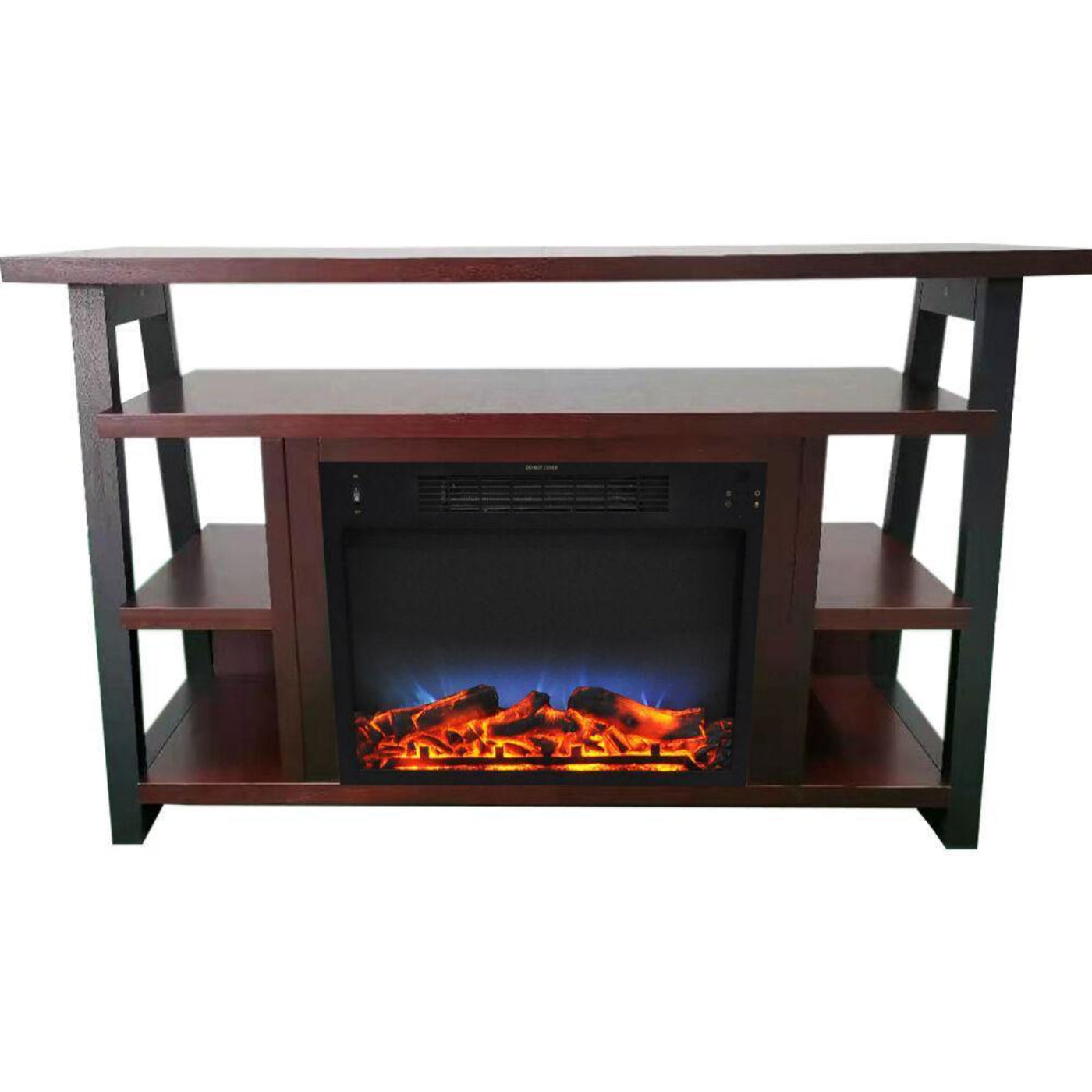 Cambridge 32-In. Sawyer Industrial Electric Fireplace Mantel with Realistic Log Display and LED Color Changing Flames, Mahogany, - CAM5332-1MAHLED