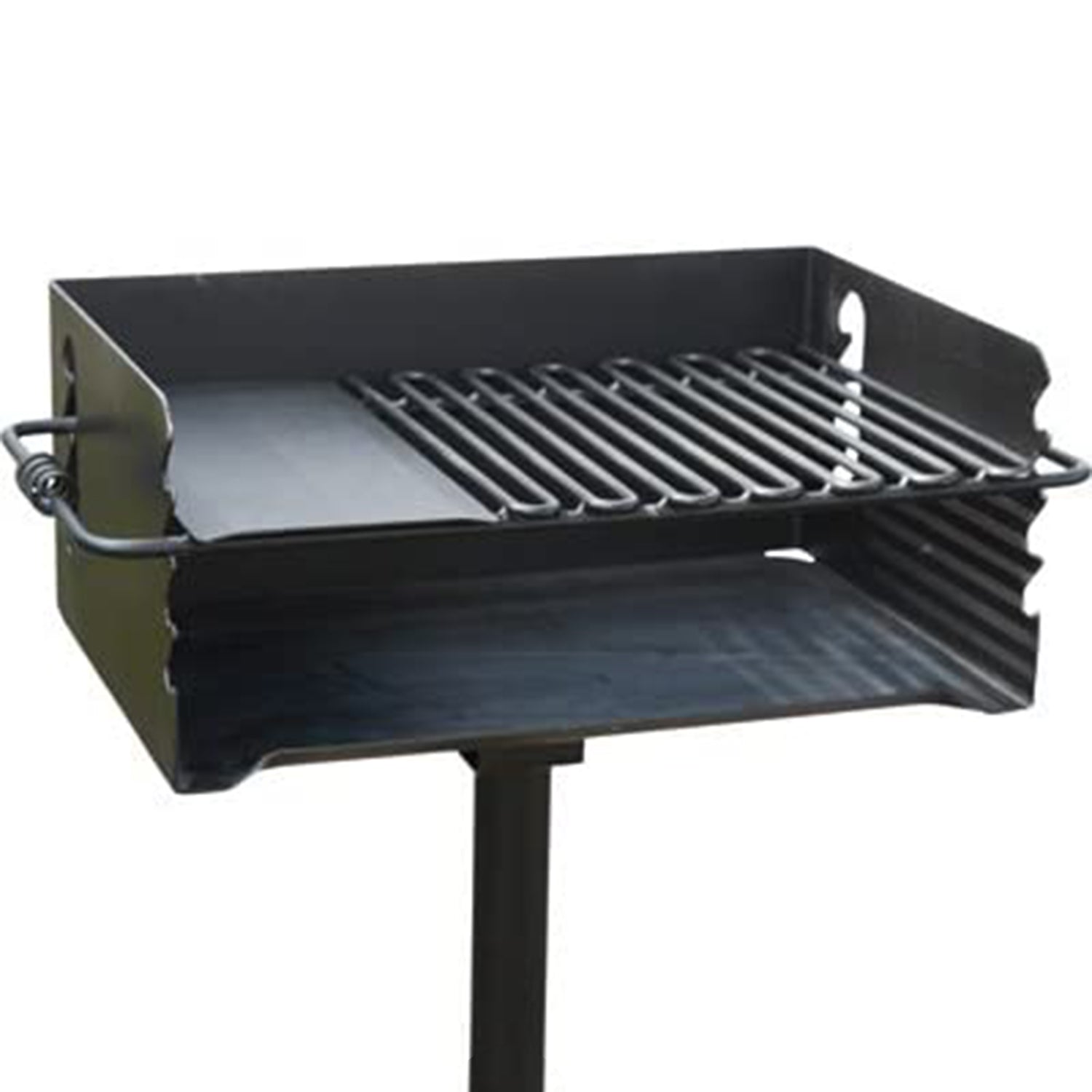Pilot Rock Jumbo Park Style Steel Outdoor BBQ Charcoal Grill and Post, Black - 253217